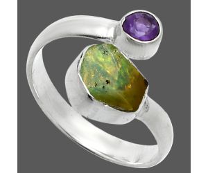 Ethiopian Opal Rough and Amethyst Ring size-6 SDR244543 R-1205, 7x8 mm