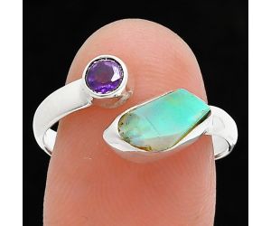 Ethiopian Opal Rough and Amethyst Ring size-8 SDR244553 R-1205, 5x10 mm