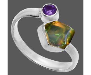 Ethiopian Opal Rough and Amethyst Ring size-8 SDR244565 R-1205, 7x8 mm