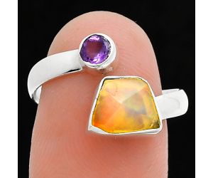 Ethiopian Opal Rough and Amethyst Ring size-7.5 SDR244569 R-1205, 7x8 mm