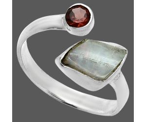 Ethiopian Opal Rough and Garnet Ring size-7.5 SDR244574 R-1205, 7x11 mm