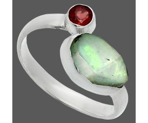 Ethiopian Opal Rough and Garnet Ring size-8.5 SDR244593 R-1205, 7x11 mm