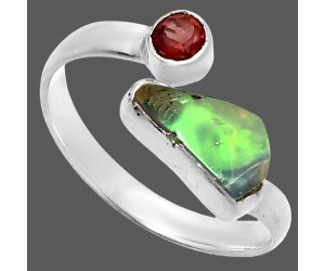 Ethiopian Opal Rough and Garnet Ring size-8.5 SDR244598 R-1205, 5x11 mm