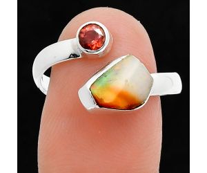 Ethiopian Opal Rough and Garnet Ring size-8 SDR244616 R-1205, 7x9 mm