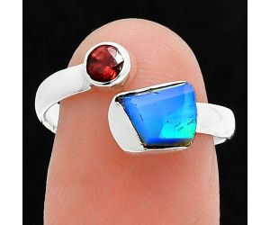 Ethiopian Opal Rough and Garnet Ring size-7.5 SDR244625 R-1205, 6x7 mm