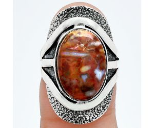 Red Palm Root Agate Ring size-6.5 SDR244664 R-1402, 11x16 mm