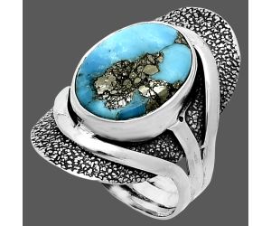 Kingman Turquoise With Pyrite Ring size-6 SDR244665 R-1402, 11x15 mm