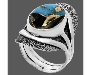 Shell In Black Blue Turquoise Ring size-6 SDR244685 R-1402, 11x15 mm