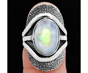 Rainbow Moonstone Ring size-6 SDR244697 R-1402, 10x14 mm