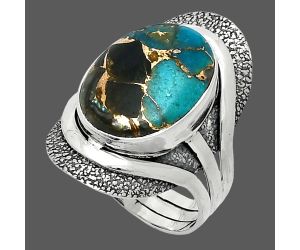 Shell In Black Blue Turquoise Ring size-7.5 SDR244710 R-1402, 12x16 mm