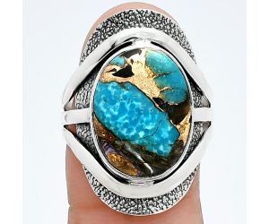 Shell In Black Blue Turquoise Ring size-8 SDR244712 R-1402, 12x16 mm