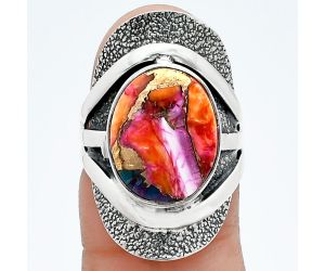 Kingman Orange Dahlia Turquoise Ring size-6 SDR244720 R-1402, 11x14 mm