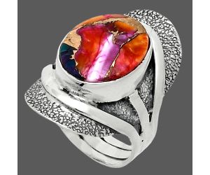 Kingman Orange Dahlia Turquoise Ring size-6 SDR244720 R-1402, 11x14 mm