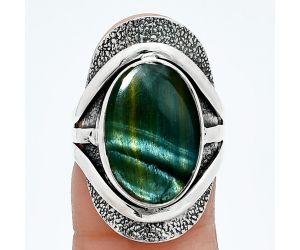 Blue Tiger Eye Ring size-7 SDR244727 R-1402, 11x16 mm