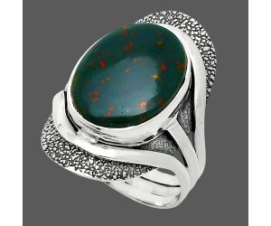 Blood Stone Ring size-7.5 SDR244732 R-1402, 12x16 mm