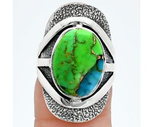 Blue Turquoise In Green Mohave Ring size-6 SDR244734 R-1402, 11x15 mm