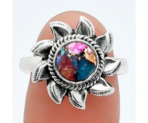 Sun - Kingman Pink Dahlia Turquoise Ring size-8 SDR244753 R-1617, 7x7 mm