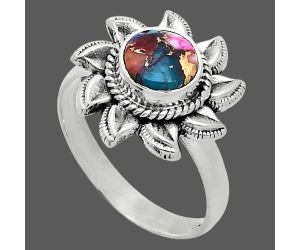 Sun - Kingman Pink Dahlia Turquoise Ring size-8 SDR244753 R-1617, 7x7 mm