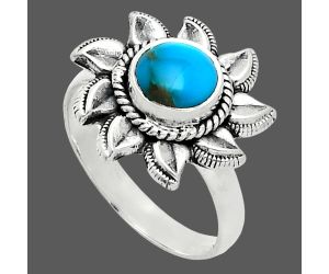 Sun - Natural Turquoise Morenci Mine Ring size-7 SDR244754 R-1617, 7x7 mm