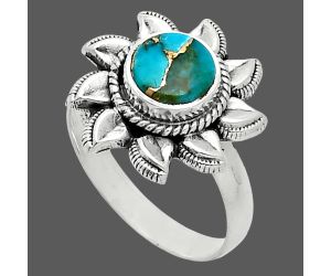 Sun - Kingman Copper Teal Turquoise Ring size-7 SDR244755 R-1617, 7x7 mm