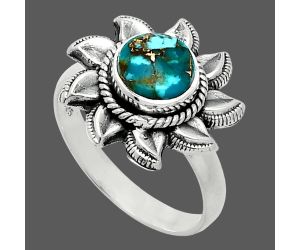 Sun - Kingman Copper Teal Turquoise Ring size-8 SDR244759 R-1617, 7x7 mm