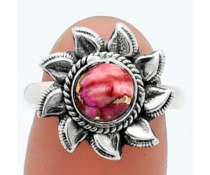 Sun - Kingman Pink Dahlia Turquoise Ring size-8 SDR244761 R-1617, 7x7 mm