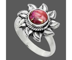 Sun - Kingman Pink Dahlia Turquoise Ring size-8 SDR244761 R-1617, 7x7 mm