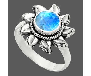 Sun - Faceted Rainbow Moonstone Ring size-8 SDR244774 R-1617, 7x7 mm