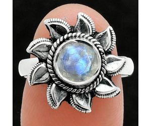 Sun - Faceted Rainbow Moonstone Ring size-8 SDR244775 R-1617, 7x7 mm