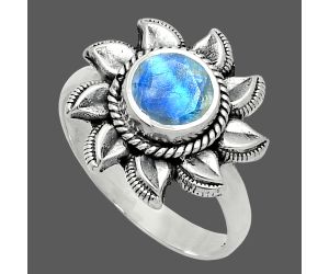 Sun - Faceted Rainbow Moonstone Ring size-8 SDR244775 R-1617, 7x7 mm