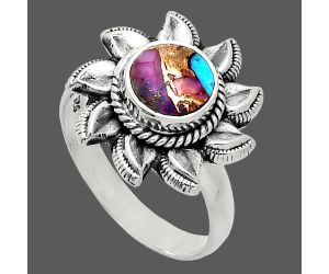 Sun - Kingman Pink Dahlia Turquoise Ring size-7 SDR244785 R-1617, 7x7 mm