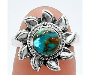 Sun - Kingman Copper Teal Turquoise Ring size-7 SDR244786 R-1617, 7x7 mm