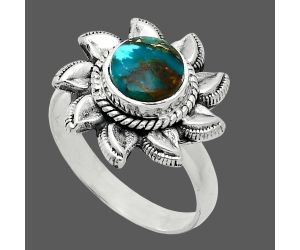 Sun - Kingman Copper Teal Turquoise Ring size-7 SDR244786 R-1617, 7x7 mm