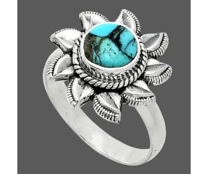 Sun - Lucky Charm Tibetan Turquoise Ring size-7 SDR244790 R-1617, 7x7 mm