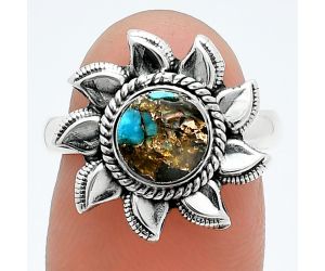 Sun - Shell In Black Blue Turquoise Ring size-7 SDR244794 R-1617, 7x7 mm