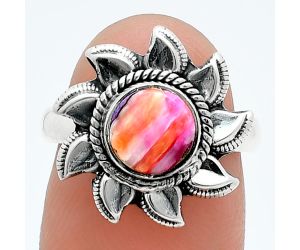 Sun - Kingman Orange Dahlia Turquoise Ring size-7 SDR244796 R-1617, 7x7 mm