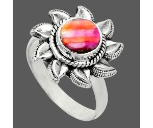 Sun - Kingman Orange Dahlia Turquoise Ring size-7 SDR244796 R-1617, 7x7 mm