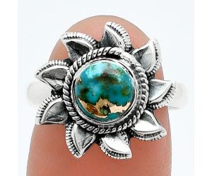 Sun - Kingman Copper Teal Turquoise Ring size-7.5 SDR244798 R-1617, 7x7 mm