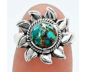 Sun - Kingman Copper Teal Turquoise Ring size-6 SDR244799 R-1617, 7x7 mm