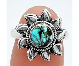 Sun - Lucky Charm Tibetan Turquoise Ring size-7 SDR244802 R-1617, 7x7 mm