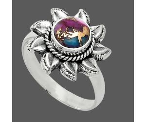 Sun - Kingman Pink Dahlia Turquoise Ring size-8 SDR244805 R-1617, 7x7 mm