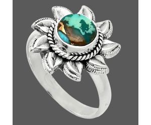 Sun - Kingman Copper Teal Turquoise Ring size-8.5 SDR244806 R-1617, 7x7 mm