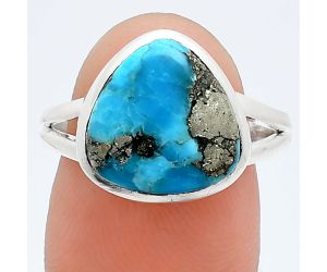 Kingman Turquoise With Pyrite Ring size-8 SDR244811 R-1002, 12x12 mm