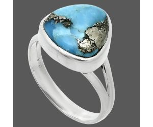 Kingman Turquoise With Pyrite Ring size-8 SDR244811 R-1002, 12x12 mm