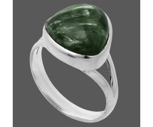 Russian Seraphinite Ring size-8 SDR244813 R-1002, 12x12 mm