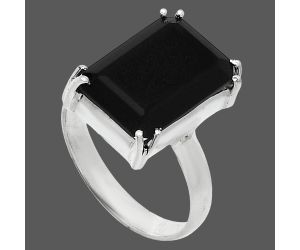 Faceted Black Onyx Ring size-7 SDR244838 R-1020, 10x14 mm