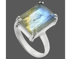 Faceted Rainbow Moonstone Ring size-7 SDR244839 R-1020, 10x14 mm