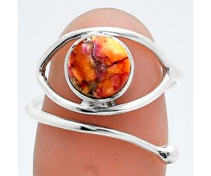 Adjustable Eye - Kingman Orange Dahlia Turquoise Ring size-8 SDR244847 R-1254, 8x8 mm