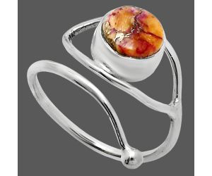 Adjustable Eye - Kingman Orange Dahlia Turquoise Ring size-8 SDR244847 R-1254, 8x8 mm