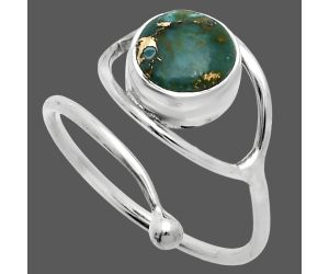 Adjustable Eye - Kingman Copper Teal Turquoise Ring size-9 SDR244849 R-1254, 8x8 mm